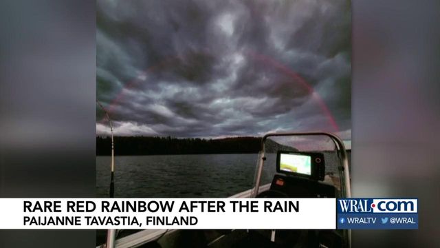 Fisherman in Finland captures rare red rainbow