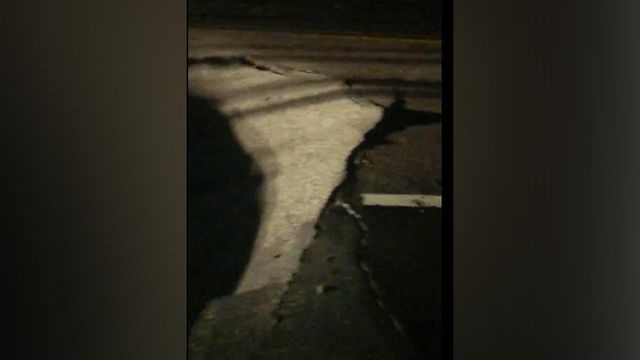 Street buckles in Fuquay-Varina, leaving large hole