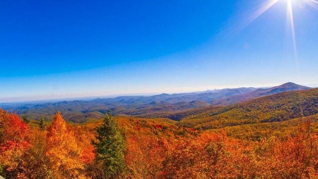 Pay a virtual visit to the Blue Ridge Parkway, where fall colors are bright