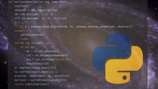 Coding in the Python Language for astronomy