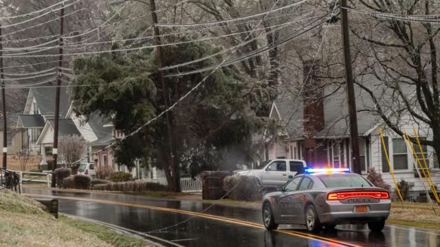 Large trees have fallen in parts of northern NC counties, weighted down by ice.
