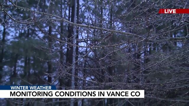 Ice melting in Granville County after days of freezing rain