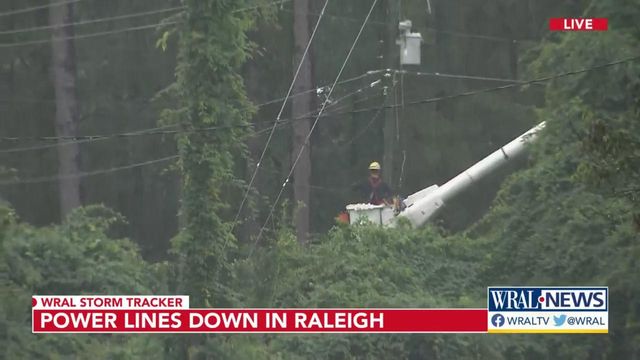 Power lines down on Millbrook Road in Raleigh