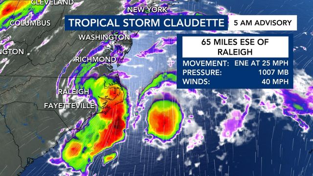 Tropical Storm Claudette gains strength overnight