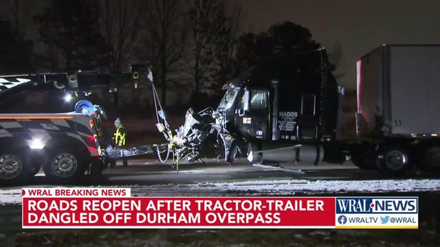 Tractor-trailer removed after hanging off NC 147 for hours 