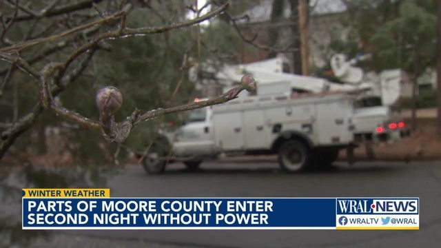 Parts of Moore County enter second day without power