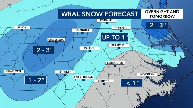 WRAL snow forecast as of 4 a.m. on Jan. 28, 2022
