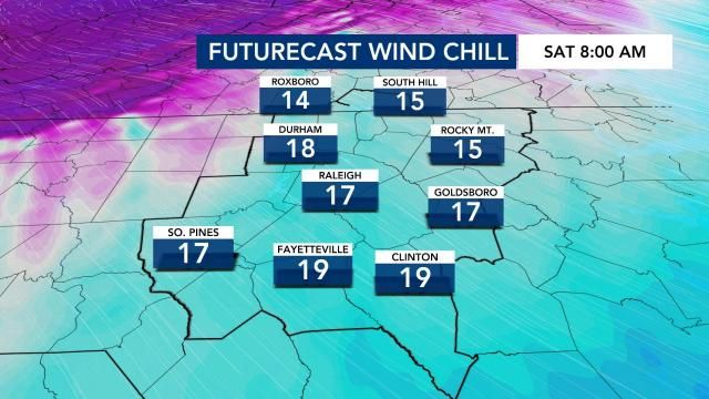 Futurecast wind chill for Saturday