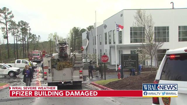 Pfizer building in Durham damaged by strong winds