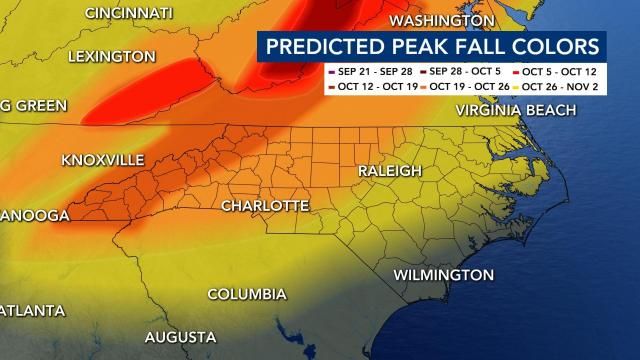 Predicted peak fall colors