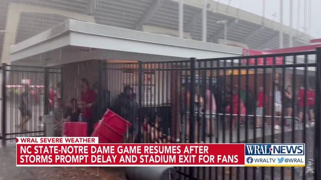 NC State-Notre Dame delayed by lightning and heavy rain early