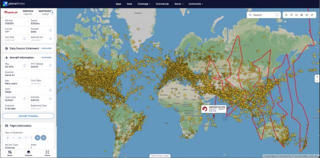 PlaneFinder.org Santa Tracker