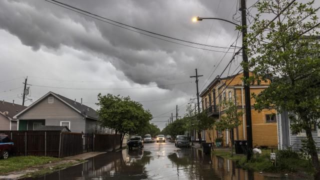 Storm clouds roll across New Orleans as water rises in the Treme neighborhood on Wednesday, April 10, 2024. Severe thunderstorms were expected across parts of the Louisiana, Mississippi, Alabama and the Florida panhandle and there was the potential for tornadoes, a few of which may be strong, and damaging winds, which may exceed 75 mph (120 kph), the National Weather Service warned.(Chris Granger /The Times-Picayune/The New Orleans Advocate via AP) Storm clouds roll across New Orleans as water rises in the Treme neighborhood on Wednesday, April 10, 2024. Severe thunderstorms were expected across parts of the Louisiana, Mississippi, Alabama and the Florida panhandle and there was the potential for tornadoes, a few of which may be strong, and damaging winds, which may exceed 75 mph (120 kph), the National Weather Service warned.(Chris Granger /The Times-Picayune/The New Orleans Advocate via AP)