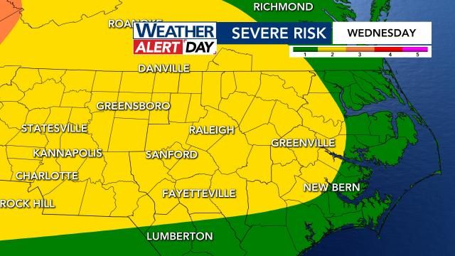 Severe weather risk for Wednesday, May 8.