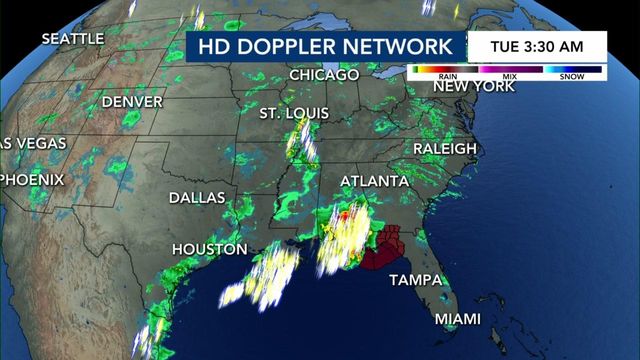 Southeast radar tracking rain & storms moving in