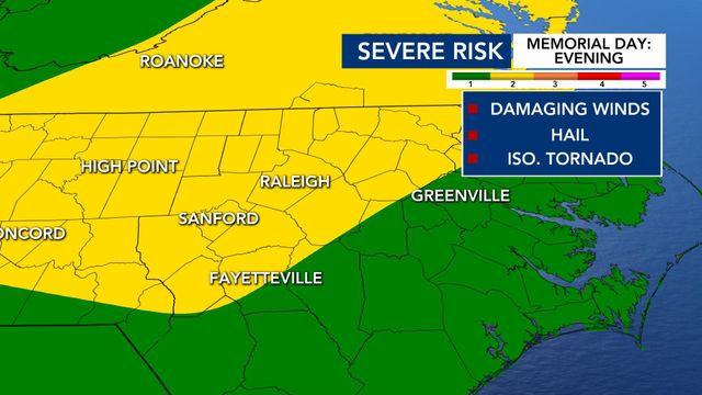 Severe risk for Memorial Day evening, May 27