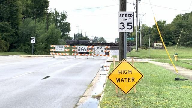 Flooding closes major road in Fayetteville Monday