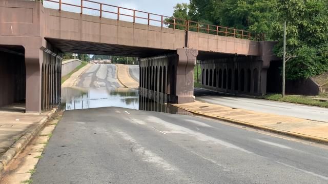 Flooding closes major road in Fayetteville Monday