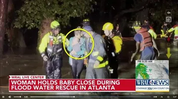 Mom, baby and dogs rescued as Helene moves through Atlanta