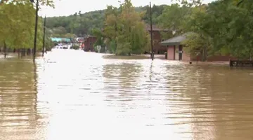 Shipping container seen floating through Asheville