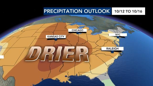Drier-than-average weather is expected through mid-October