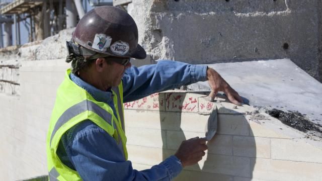 Final Flame Trench Brick Installation at Launch Pad 39B