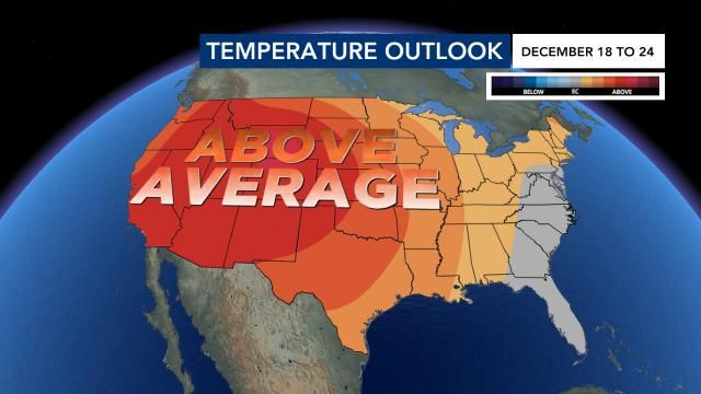 Above average temperatures are expected across much of the U.S. leading up to Christmas Eve