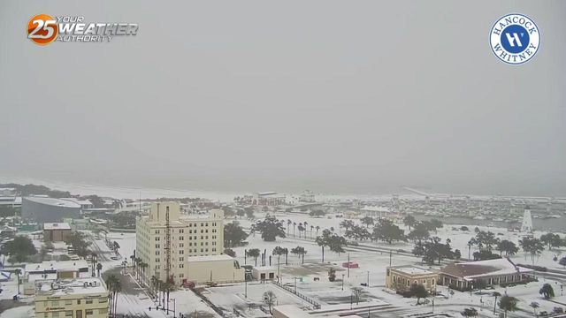 Snow falling in Mississippi