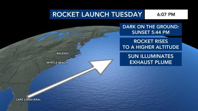 Rocket launch at 6:07 p.m. Tuesday