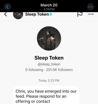 Message sent to WRAL's Chris Michaels ahead of the Sleep Token collaborative effort