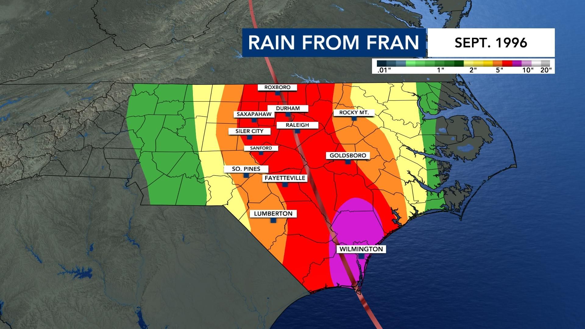 WRAL's complete coverage of Hurricane Fran September 1996