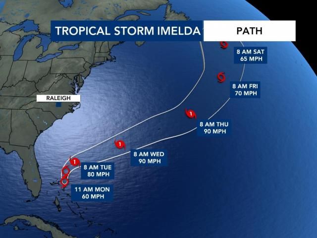 Tropical Storm Imelda latest: Steady rain will build across NC on Monday, a WRAL Weather Alert Day