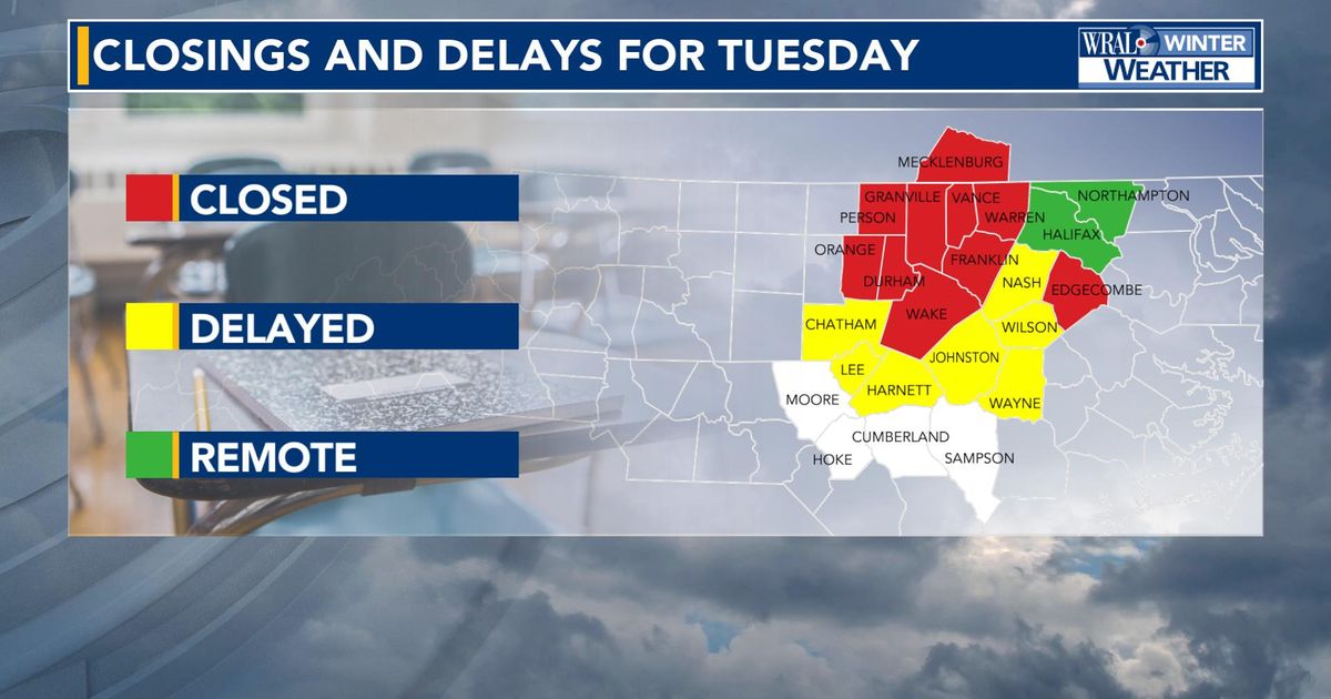 Latest on Monday's winter weather: Wake County schools, Durham Public Schools closed Tuesday