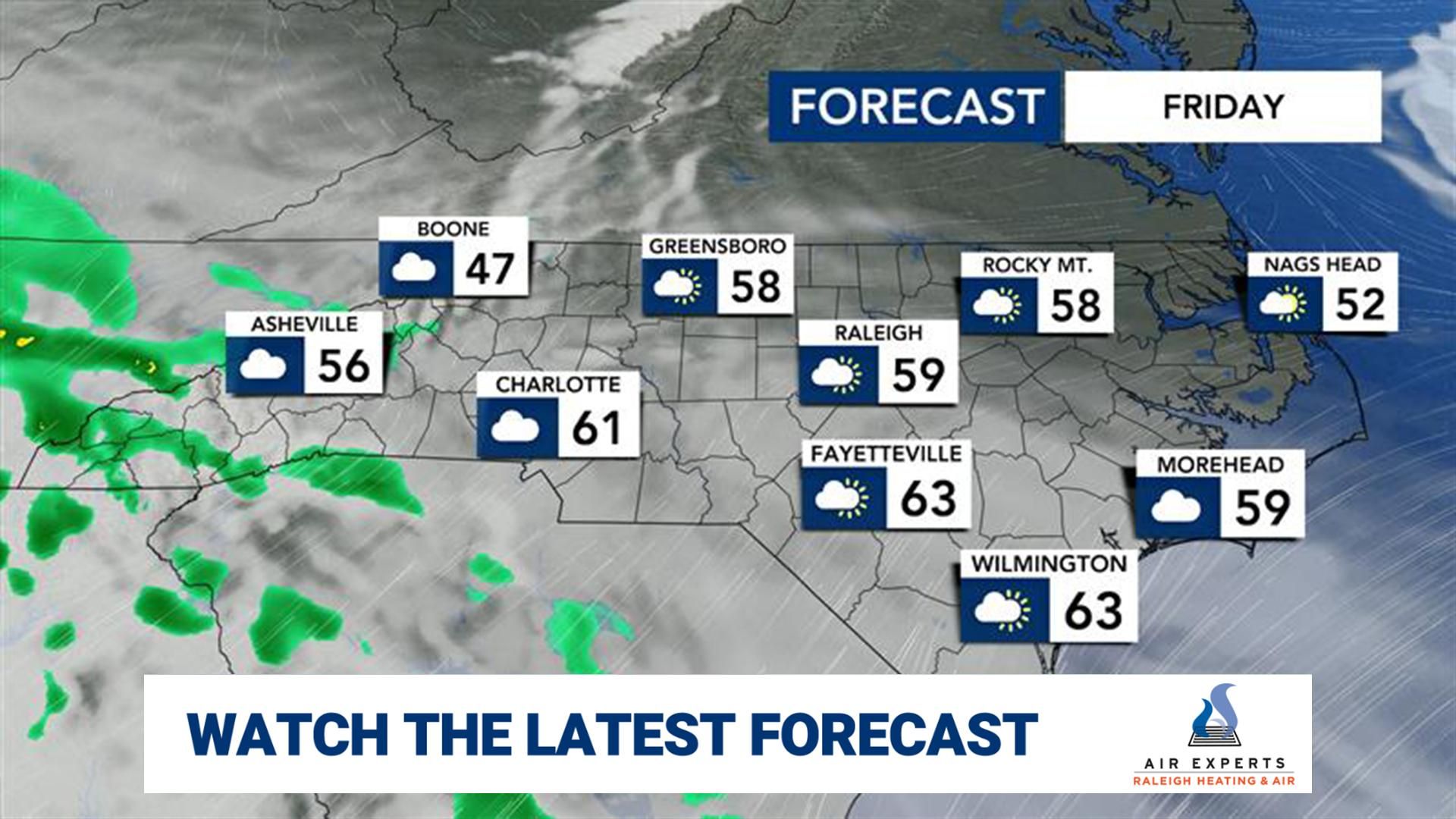 Mild and dry Friday ahead of cooler, wet Saturday