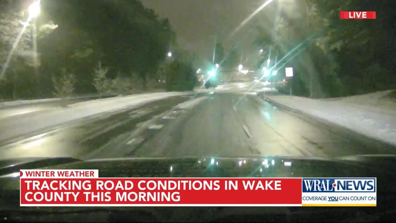 Road conditions in Cary are slushy, could refreeze