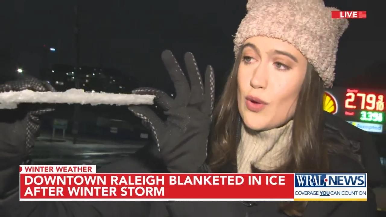 Downtown Raleigh blanketed in ice after winter storm