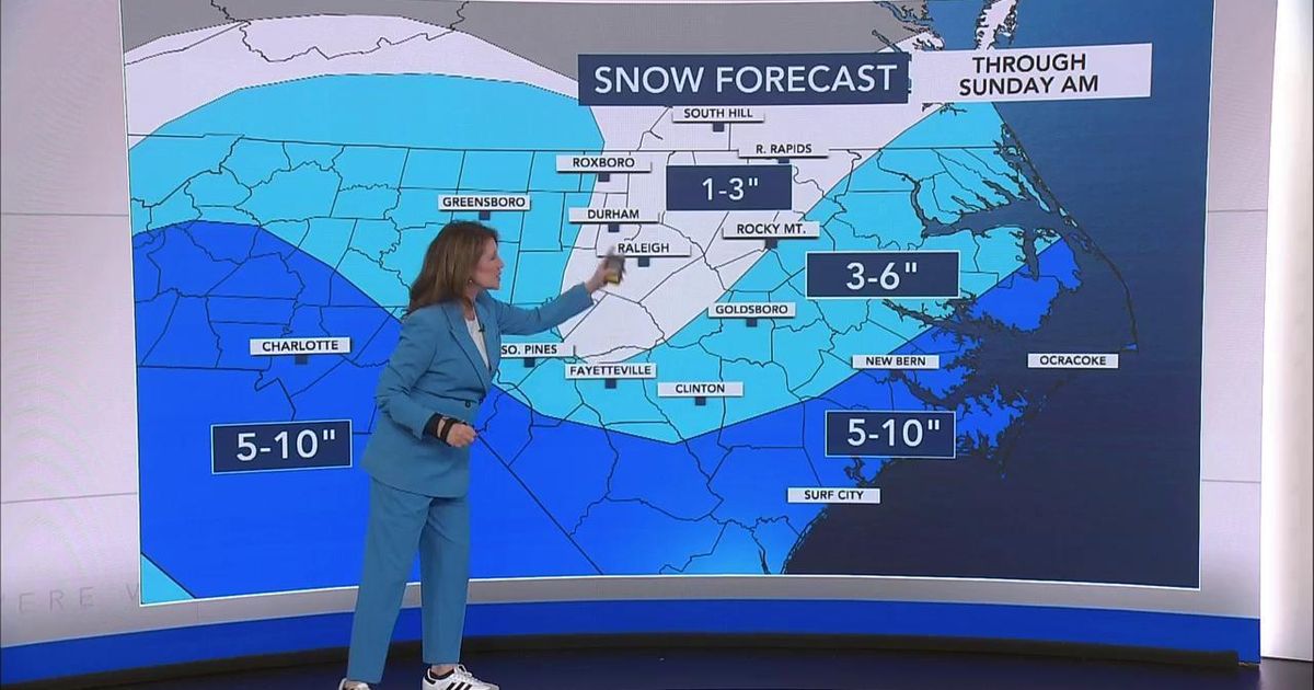 Most of North Carolina sees measurable snow Saturday; strong gusts and extreme cold follow