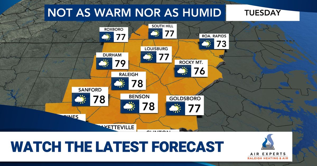 Less humid air makes a mild Tuesday, near-record lows Wednesday morning