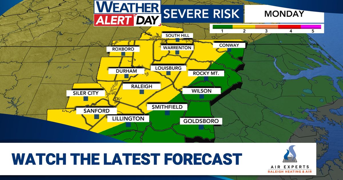 WRAL Weather Alert Day: Potential for severe storms Monday evening