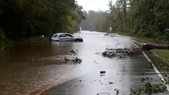 Duplin County: Trees down and car under water