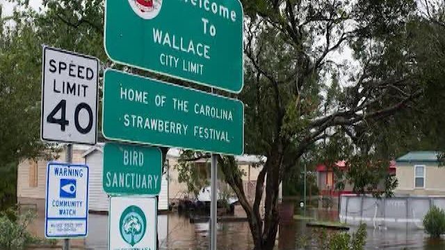 Water washes over Wallace