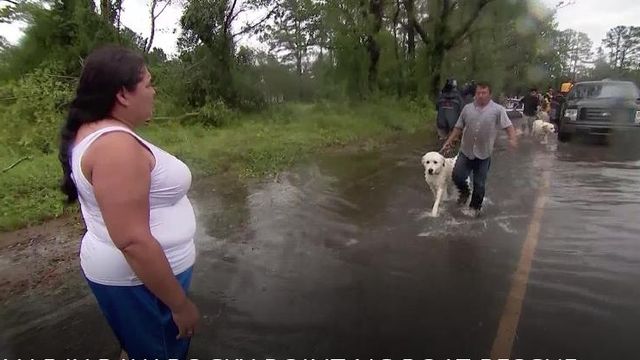 Raw: Crews rescue families, dogs, babies from Florence's floodwaters