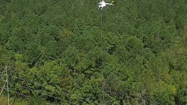 Raw: Duke Energy uses helicopters to cut trees, access power lines 