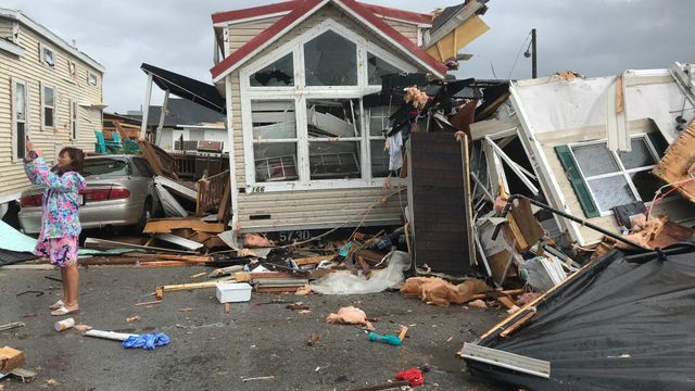 Raw: Tornado damage in Emerald Isle