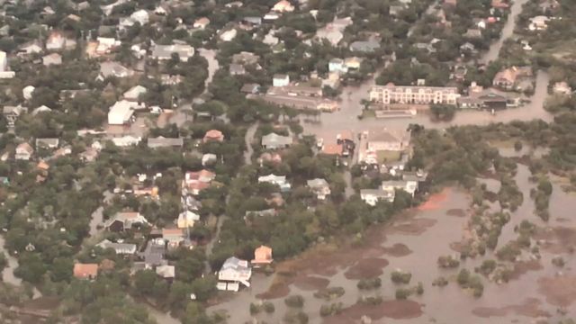 Sky 5: Ocracoke neighborhoods inundated with floodwaters after Hurricane Dorian