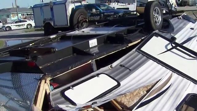 RV park residents salvage belongings after Emerald Isle tornado