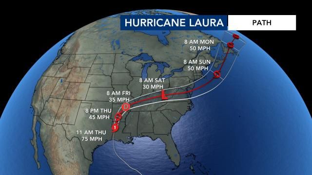 Hurricane Laura projected path