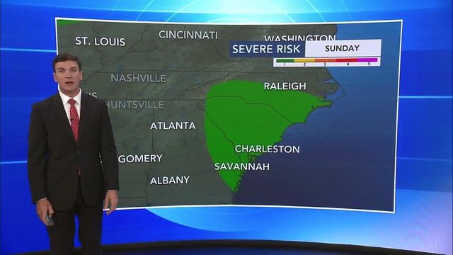 Parts of central NC under Level 1 risk for severe weather Sunday