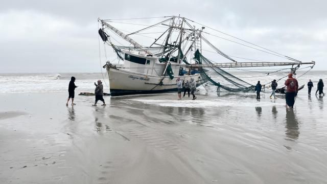 Shrimp boat awashed ashore in Myrtle Beach