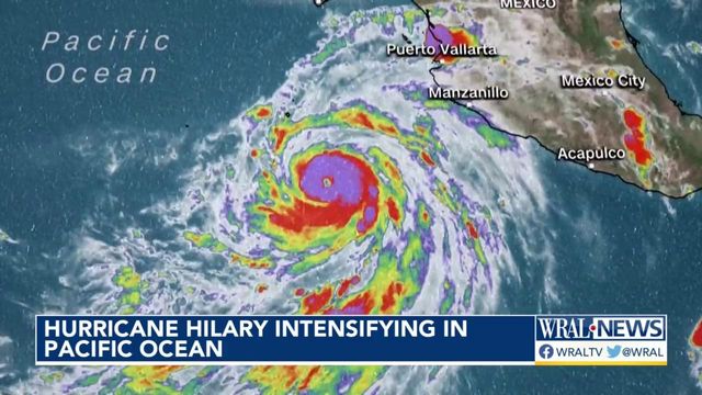 Hurricane Hilary intensifying in Pacific Ocean